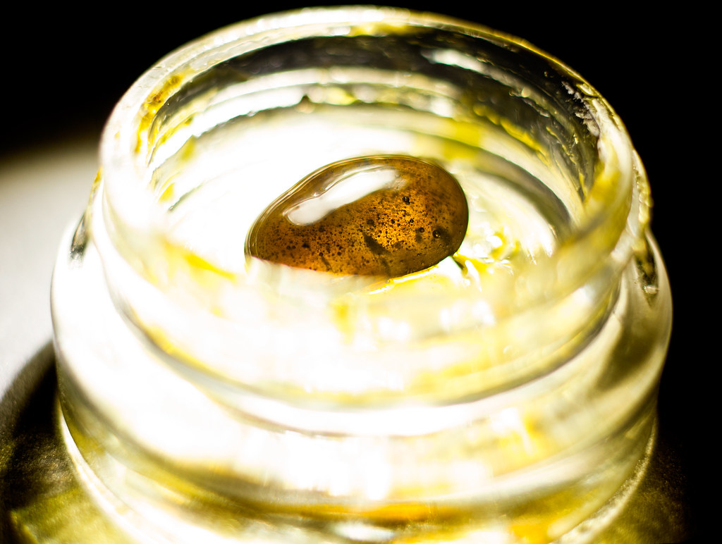 Cannabis concentrate in an open glass jar